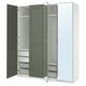 PAX / KAMMARTORP/GRIMO Combinaison armoire, blanc miroir/gris gris vert, 200x60x236 cm