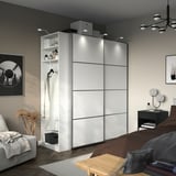 PAX / MEHAMN Armoire pte coul, blanc aluminium/blanc blanc, 170x66x201 cm