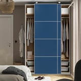 PAX / MEHAMN Armoire pte coul, effet chêne blanchi aluminium/motif noyer bleu, 150x66x236 cm