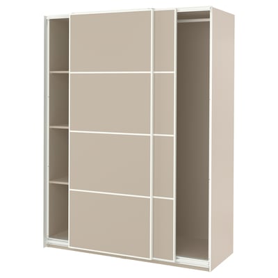 PAX / MEHAMN Armoire pte coul, gris-beige/double face gris-beige, 150x66x201 cm