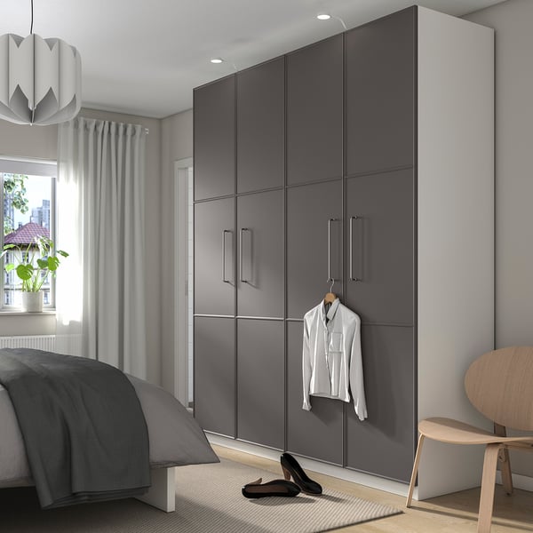 PAX / MERÅKER Armoire-penderie, blanc/gris foncé, 200x60x236 cm