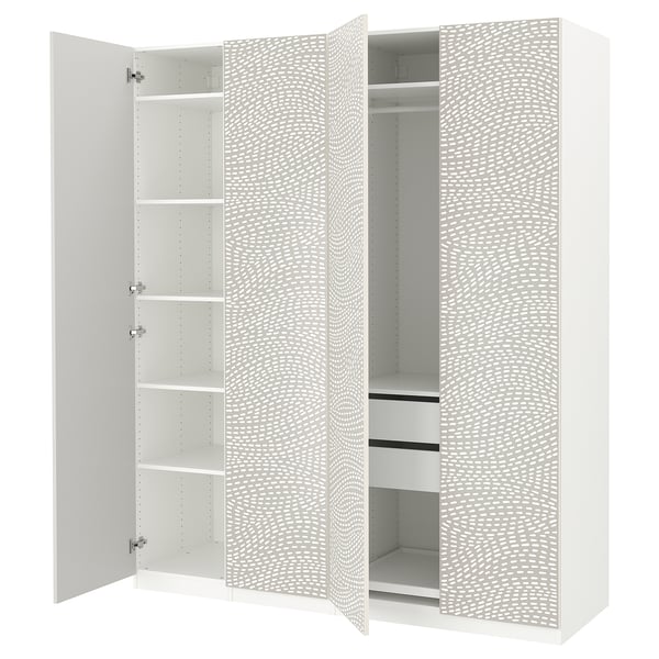 PAX / MISTUDDEN Combinaison armoire, blanc/gris à motifs, 200x60x236 cm