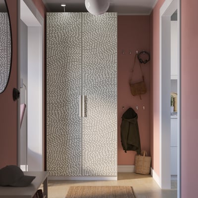 PAX / MISTUDDEN Combinaison armoire, blanc/gris à motifs, 100x60x236 cm