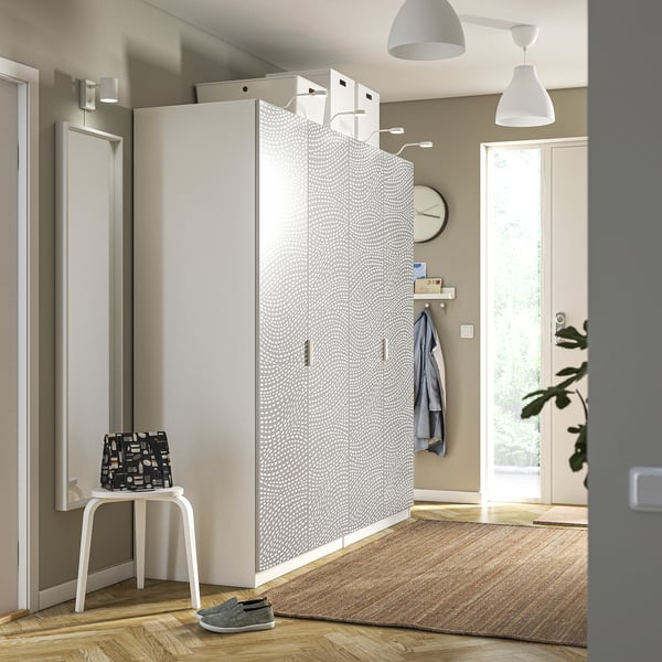 PAX / MISTUDDEN Combinaison armoire, blanc/gris à motifs, 200x60x201 cm