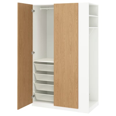PAX / STORKLINTA Combinaison armoire, blanc motif chêne/blanc, 120x60x201 cm