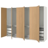 PAX / STORKLINTA Combinaison armoire, blanc/motif chêne, 300x60x201 cm