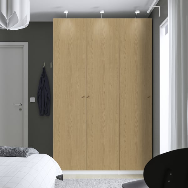 PAX / STORKLINTA Combinaison armoire, blanc/motif chêne, 150x60x236 cm