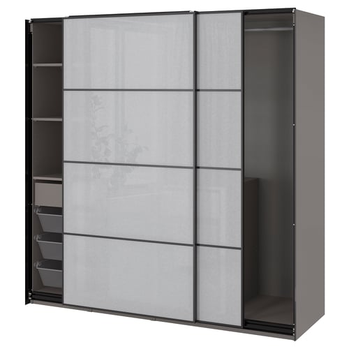 PAX / SVARTISDAL Combinaison armoire, gris foncé/blanc effet papier, 200x66x201 cm