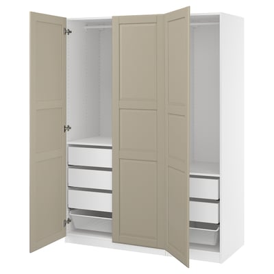 PAX / TYSSEDAL Combinaison armoire, blanc/gris-beige, 150x60x201 cm