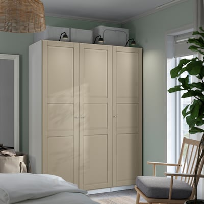 PAX / TYSSEDAL Combinaison armoire, blanc/gris-beige, 150x60x201 cm