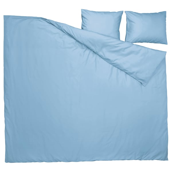 PILTANDVINGE Housse de couette et 2 taies, bleu clair, 240x220/50x60 cm