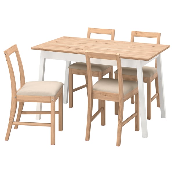 PINNTORP / PINNTORP Table et 4 chaises, teinté brun clair teinté blanc/Katorp teinté brun clair, 125 cm