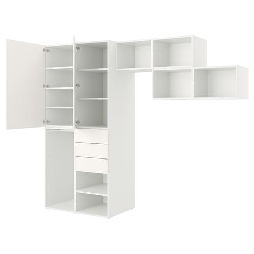 PLATSA Armoire 2 portes+3 tiroirs, blanc/blanc FONNES, 300x57x241 cm