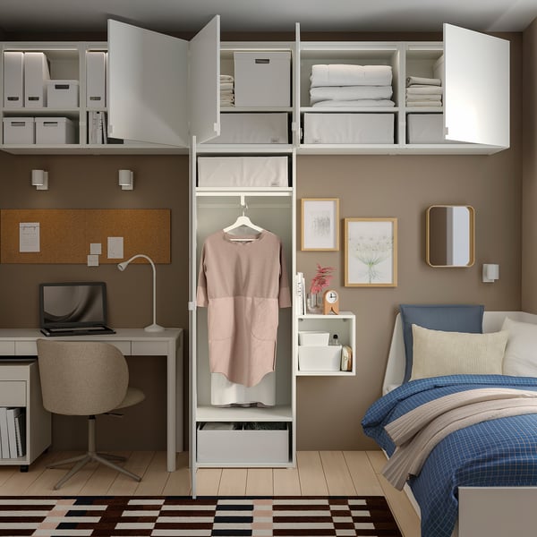 PLATSA Armoire 6 portes, blanc Fonnes/blanc, 300x42x241 cm