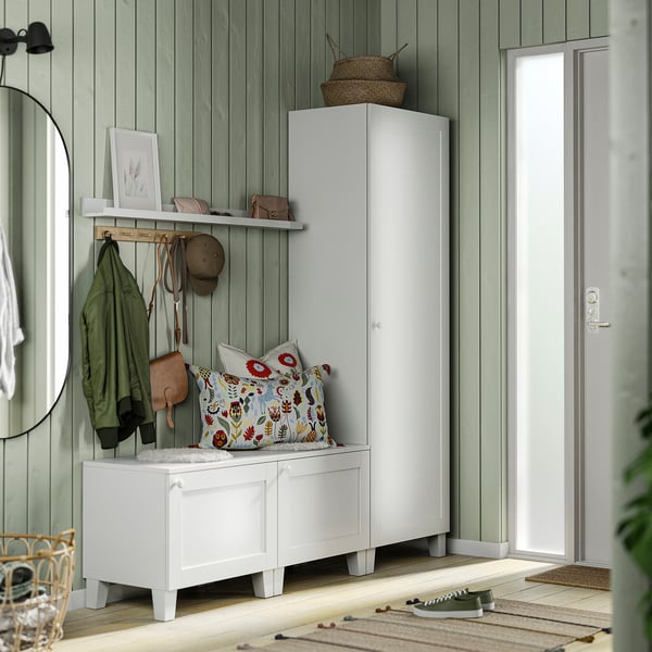 PLATSA Armoire-penderie 3 portes, blanc/Sannidal blanc, 180x42x191 cm