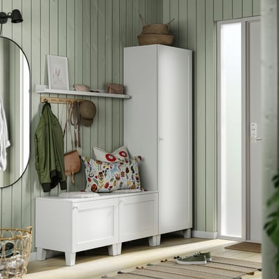 PLATSA Armoire-penderie 3 portes, blanc/Sannidal blanc, 180x42x191 cm
