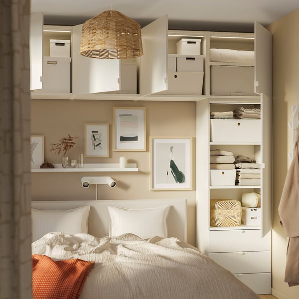 PLATSA Armoire-penderie 5 portes+3 tiroirs, blanc/Fonnes blanc, 240x42x241 cm