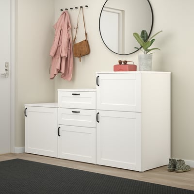 PLATSA Élément avec portes et tiroirs, blanc/Sannidal blanc, 180x57x103 cm