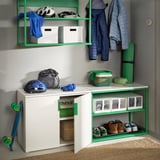 PLATSA Rangement ouvert 2 portes, blanc Fonnes/vert, 160x42x63 cm