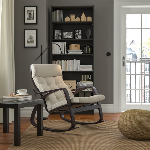 POÄNG Fauteuil à bascule, brun noir/Gunnared beige