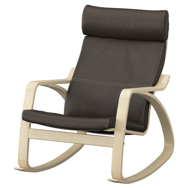 POÄNG Fauteuil à bascule, plaqué bouleau/Glose brun foncé