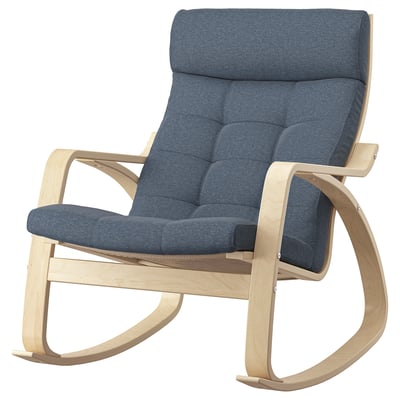 POÄNG Fauteuil à bascule, plaqué bouleau/Gunnared bleu