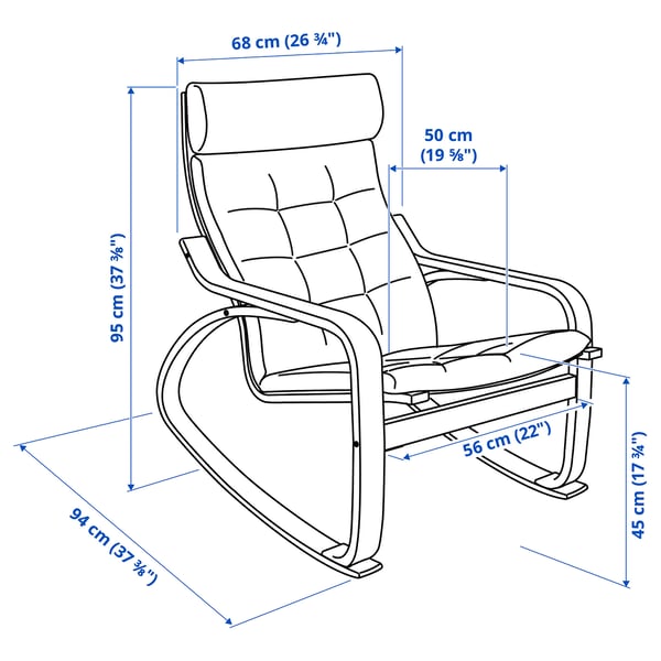 POÄNG Fauteuil à bascule, plaqué bouleau/Gunnared vert clair