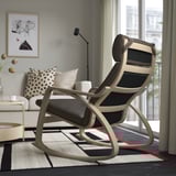POÄNG Fauteuil à bascule, plaqué chêne blanchi/Glose brun foncé