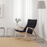 POÄNG Fauteuil à bascule, plaqué chêne blanchi/Knisa noir