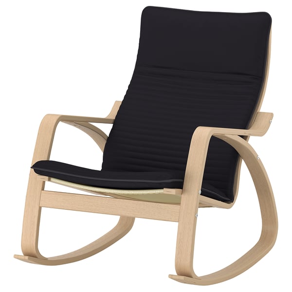 POÄNG Fauteuil à bascule, plaqué chêne blanchi/Knisa noir