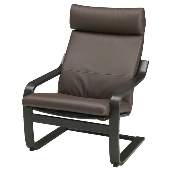 POÄNG Fauteuil avec repose-pieds, brun noir/Glose brun foncé