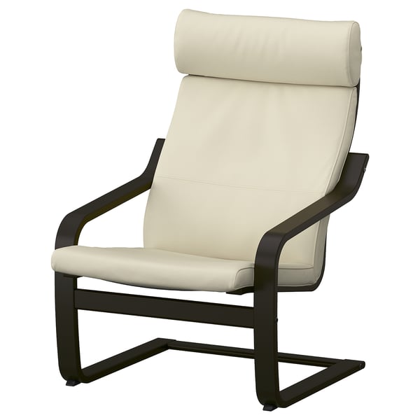POÄNG Fauteuil avec repose-pieds, brun noir/Glose coquille d'oeuf