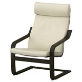 POÄNG Fauteuil avec repose-pieds, brun noir/Glose coquille d'oeuf