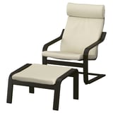 POÄNG Fauteuil avec repose-pieds, brun noir/Glose coquille d'oeuf