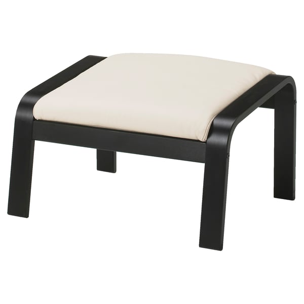 POÄNG Fauteuil avec repose-pieds, brun noir/Glose coquille d'oeuf