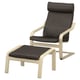 POÄNG Fauteuil avec repose-pieds, plaqué bouleau/Glose brun foncé