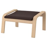 POÄNG Fauteuil avec repose-pieds, plaqué chêne blanchi/Glose brun foncé