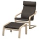 POÄNG Fauteuil avec repose-pieds, plaqué chêne blanchi/Glose brun foncé
