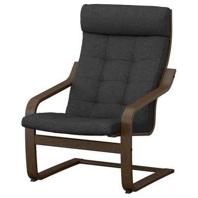 POÄNG Fauteuil, motif noyer/Gunnared gris foncé