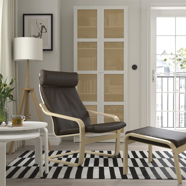 POÄNG Fauteuil, plaqué bouleau/Glose brun foncé