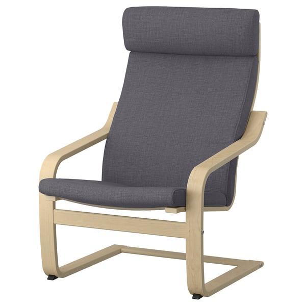 POÄNG Fauteuil, plaqué bouleau/Skiftebo gris foncé