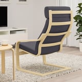 POÄNG Fauteuil, plaqué bouleau/Skiftebo gris foncé