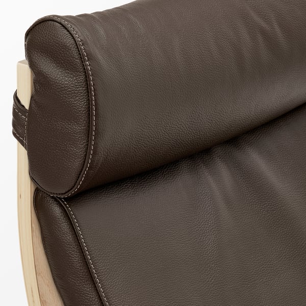 POÄNG Fauteuil, plaqué chêne blanchi/Glose brun foncé