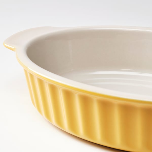 POETISK Plat à four, ovale/jaune clair, 32x21 cm