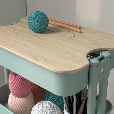 RÅSKOG / NORRÅVA Desserte avec couvercle, turquoise clair, 28x38x62 cm