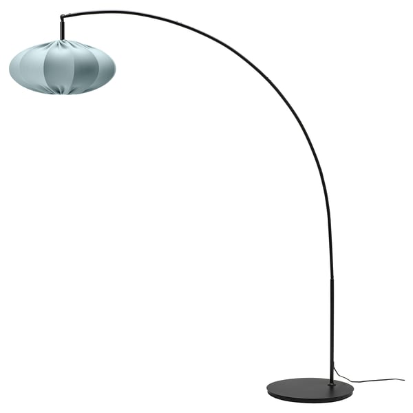 REGNSKUR / SKAFTET Lampadaire avec arceau, turquoise/noir