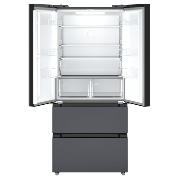 RIBBENÅS Réfrig/congélateur porte double, IKEA 700 indépendant/noir acier inoxydable, 347/169 l
