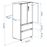 RIBBENÅS Réfrig/congélateur porte double, IKEA 700 indépendant/noir acier inoxydable, 347/169 l