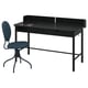 RIDSPÖ / BJÖRKBERGET Bureau et chaise, anthracite/bleu