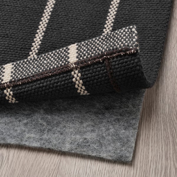RIDSTIG Tapis tissé à plat, gris/blanc cassé, 80x180 cm